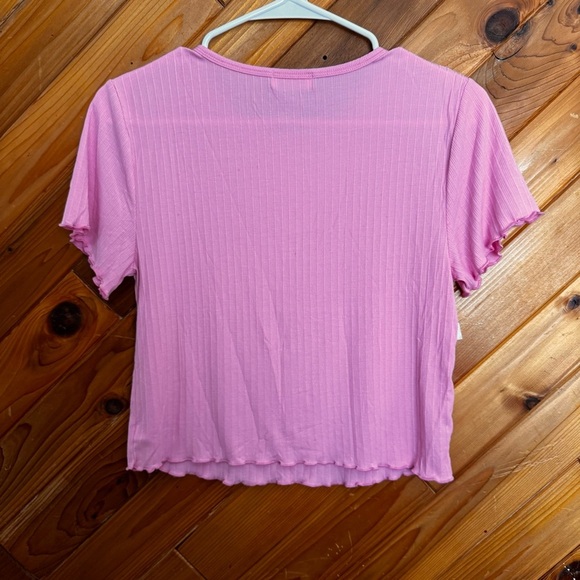 Nuuds Pink Mini Rib Tee Size Medium - Picture 3 of 6